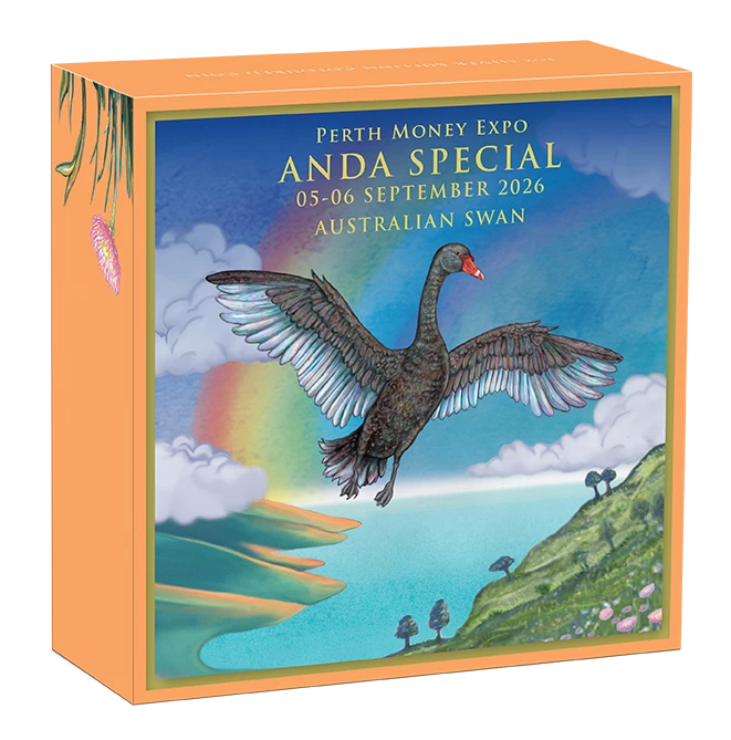 2026 Perth Mint ANDA Money Expo Swan 1oz Silver Coloured Coin