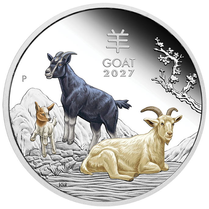 2027 Perth Mint Goat 1oz Silver Proof Coloured Coin