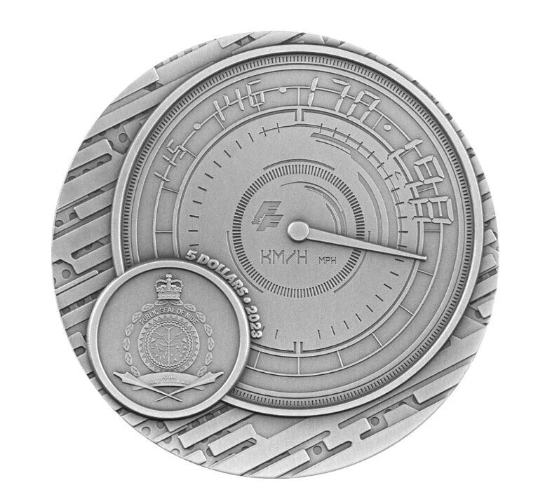 2023 Niue Fast & Furious 2oz Silver HR Antiqued Coloured Coin