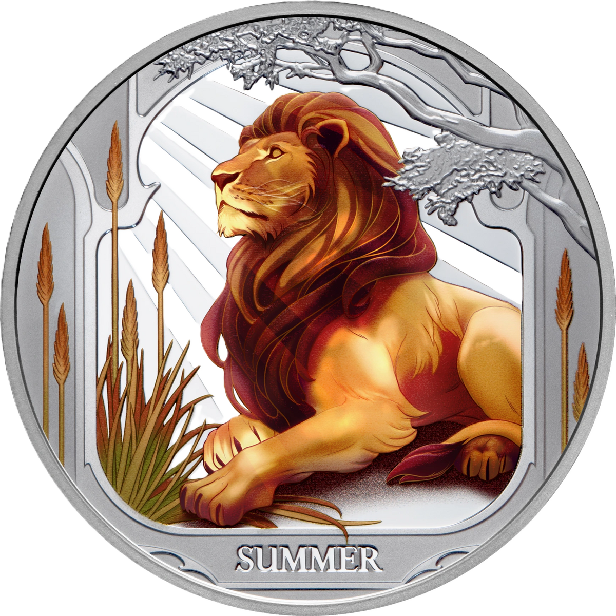 2025 Niue Seasons Summer Lion 1oz Silver Coloured Proof Coin
