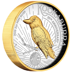 2025 Perth Mint Kookaburra 2oz Silver Gilded High Relief Proof Coin