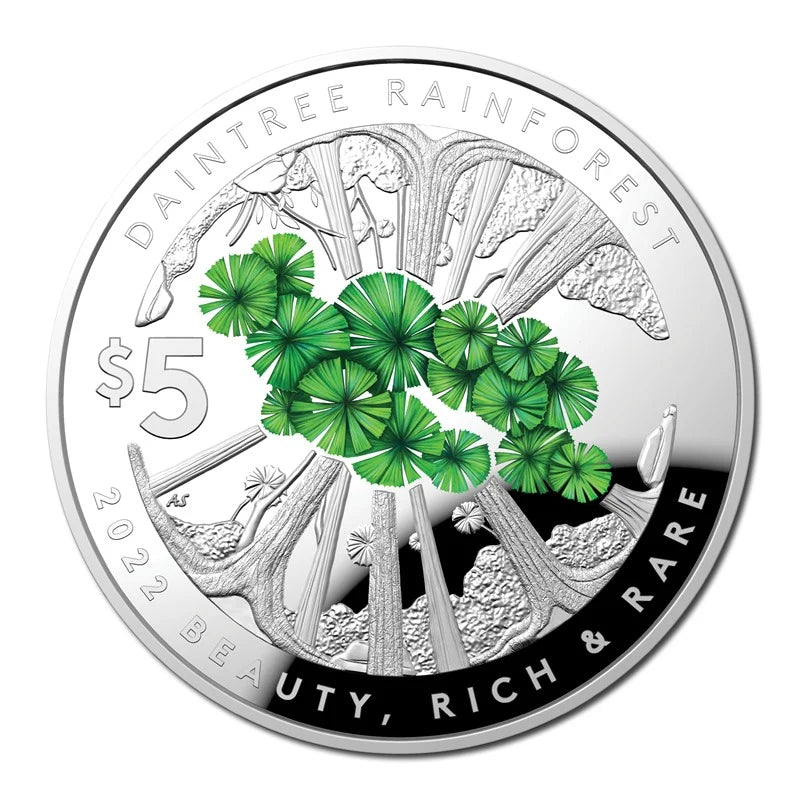2022 RAM Daintree Rainforest 1oz Silver Coloured Domed Proof Coin