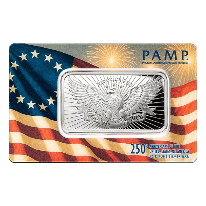 2026 PAMP Suisse Heraldic Eagle 1oz Silver Proof like Bar in card