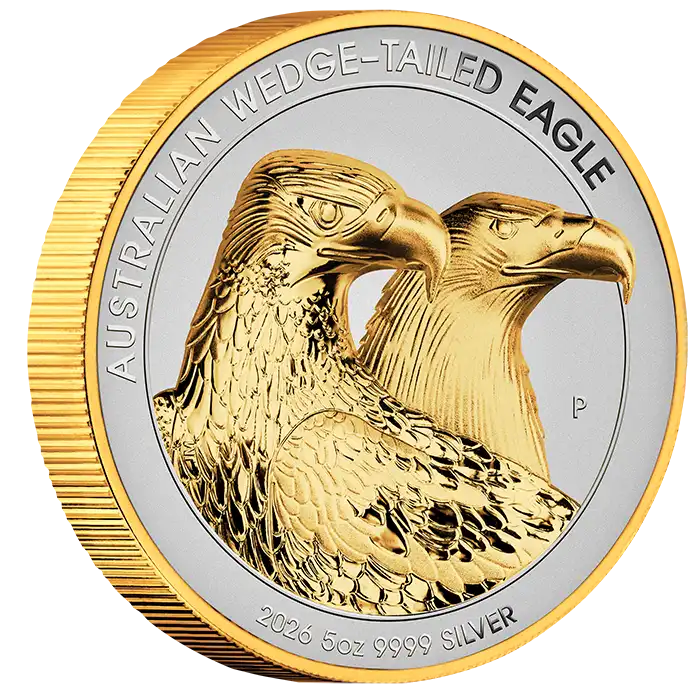 2026 Perth Mint Wedge-Tailed Eagle 5oz Silver Gilded Coin