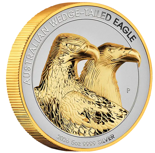 2026 Perth Mint Wedge-Tailed Eagle 5oz Silver Gilded Coin