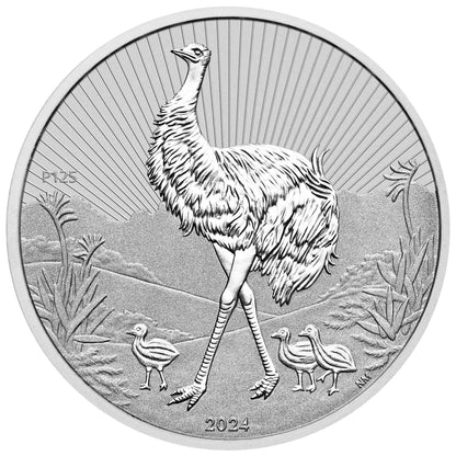 2024 Perth Mint Emu 2oz Silver BU Coin