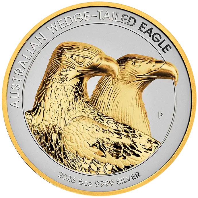 2026 Perth Mint Wedge-Tailed Eagle 5oz Silver Gilded Coin