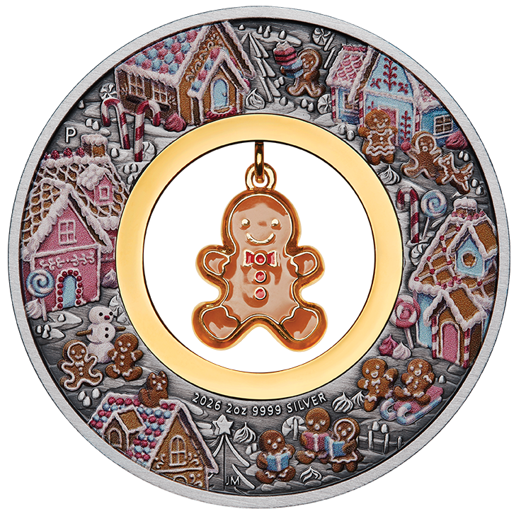 2026 Perth Mint Gingerbread Christmas 2oz Silver Antiqued Coin pre order