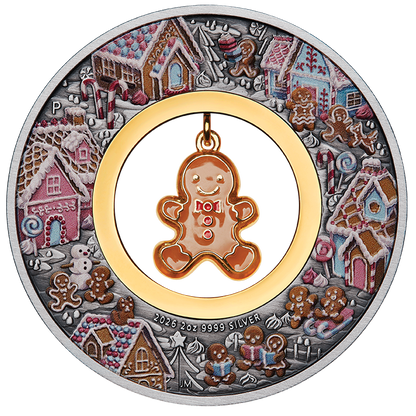 2026 Perth Mint Gingerbread Christmas 2oz Silver Antiqued Coin pre order