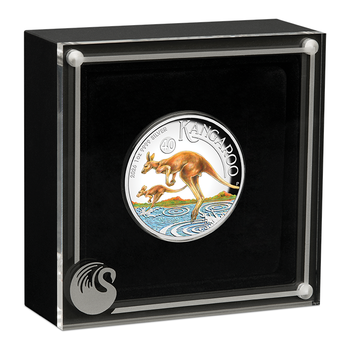 2026 Perth Mint Kangaroo 1oz Silver Coloured Coin