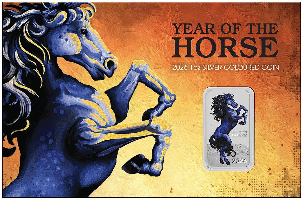 2026 Perth Mint Lunar Horse 1oz Silver Coloured Bar