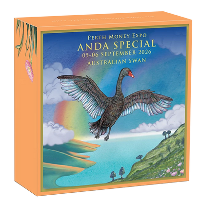 2026 Perth Mint ANDA Money Expo Swan 1oz Silver Coloured  Coin