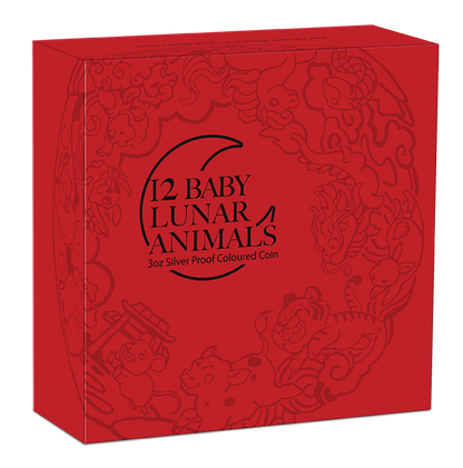 2026 Perth Mint Twelve Baby Lunar Animals 3oz Silver Coloured Coin