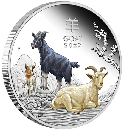 2027 Perth Mint Goat 1oz Silver Proof Coloured Coin