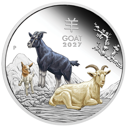 2027 Perth Mint Goat 1oz Silver Proof Coloured Coin