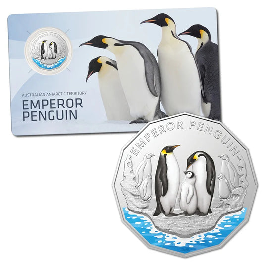 2023 RAM Antarctic Territory Emperor Penguin 50c Coloured Unc Coin
