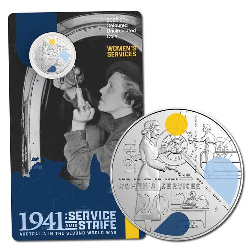 2026 RAM Women's Auxiliary Services 1941 20c UNC Coloured Coin