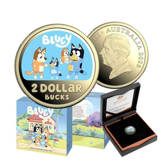 2026 RAM Bluey $2 Coloured Proof Coin