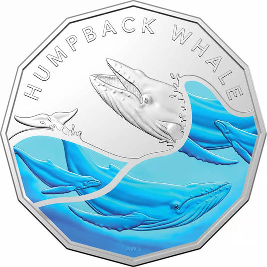 2023  RAM Humpback Whale 50c Colored Coin on Card