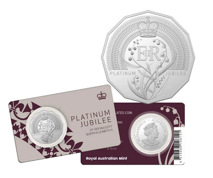 2022 RAM Platinum Jubilee Queen Elizabeth II 50c UNC Coin Card