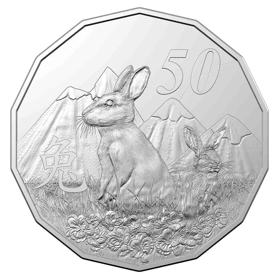 2023 Royal Australian Mint Lunar Year Rabbit 50c Tetradecagon Coin