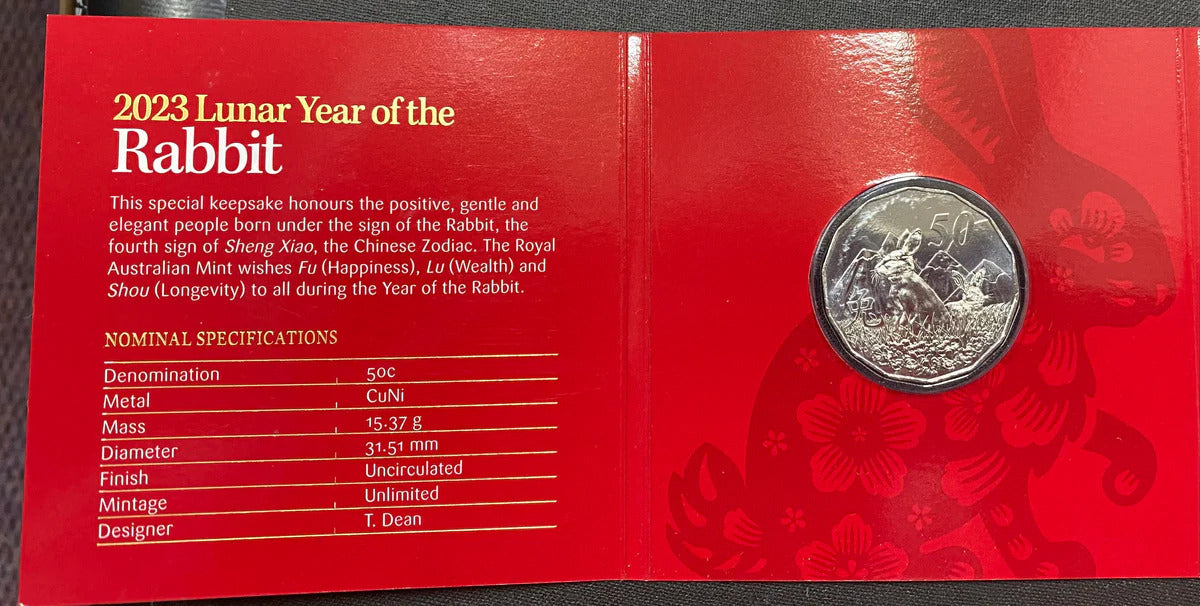 2023 RAM Lunar Rabbit Tetra-Decagon 50c UNC Carded Coin