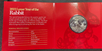 2023 RAM Lunar Rabbit Tetra-Decagon 50c UNC Carded Coin