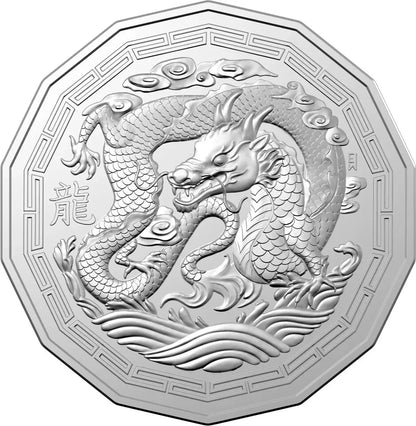 2024 RAM Lunar Dragon Tetra-Decagon 50c UNC Carded Coin