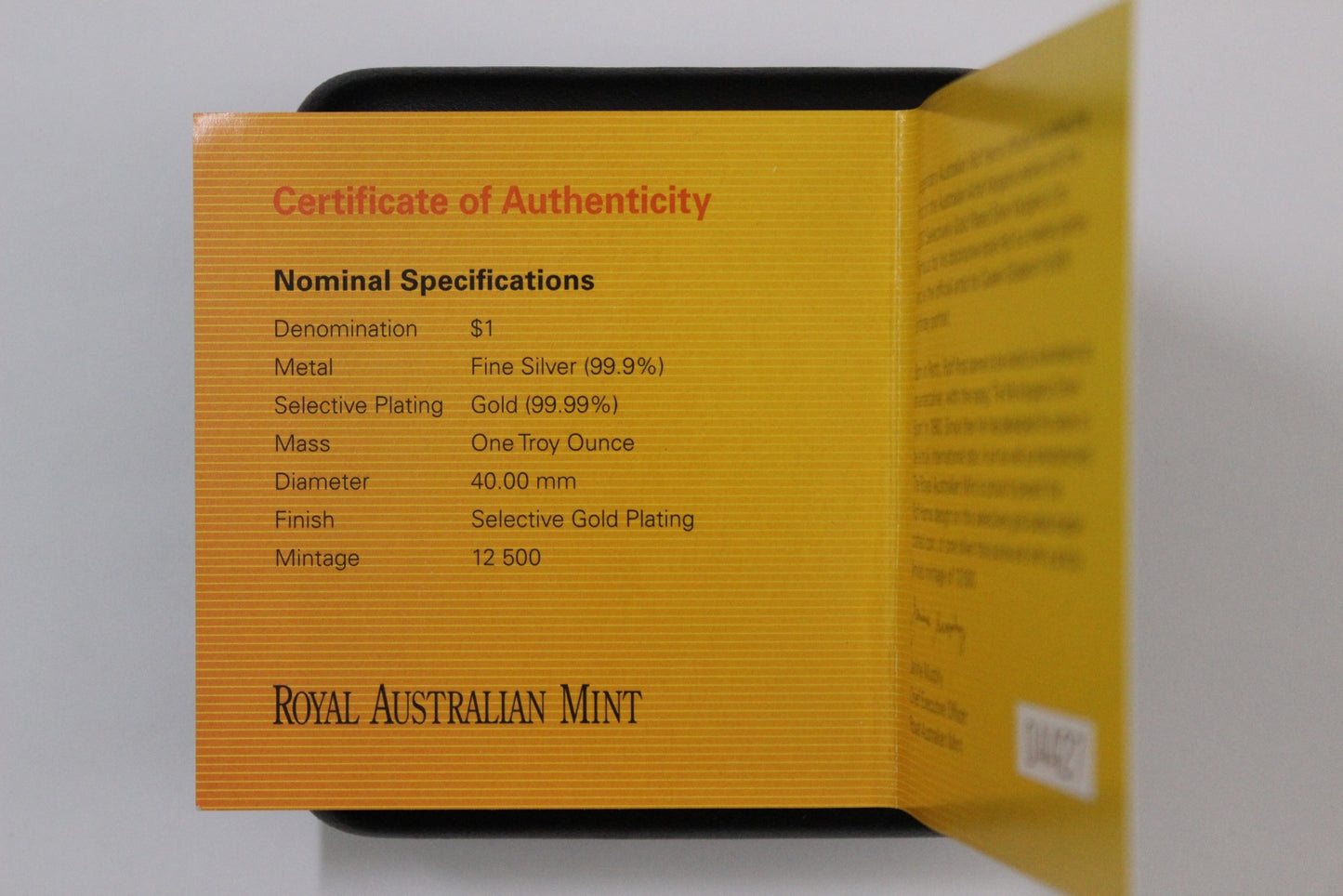 2007 RAM Kangaroo 1oz Gold Plated silver $1 Coin