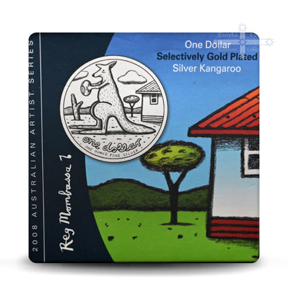 2008 RAM Kangaroo 1oz Selectively Gold Plated Silver Coin