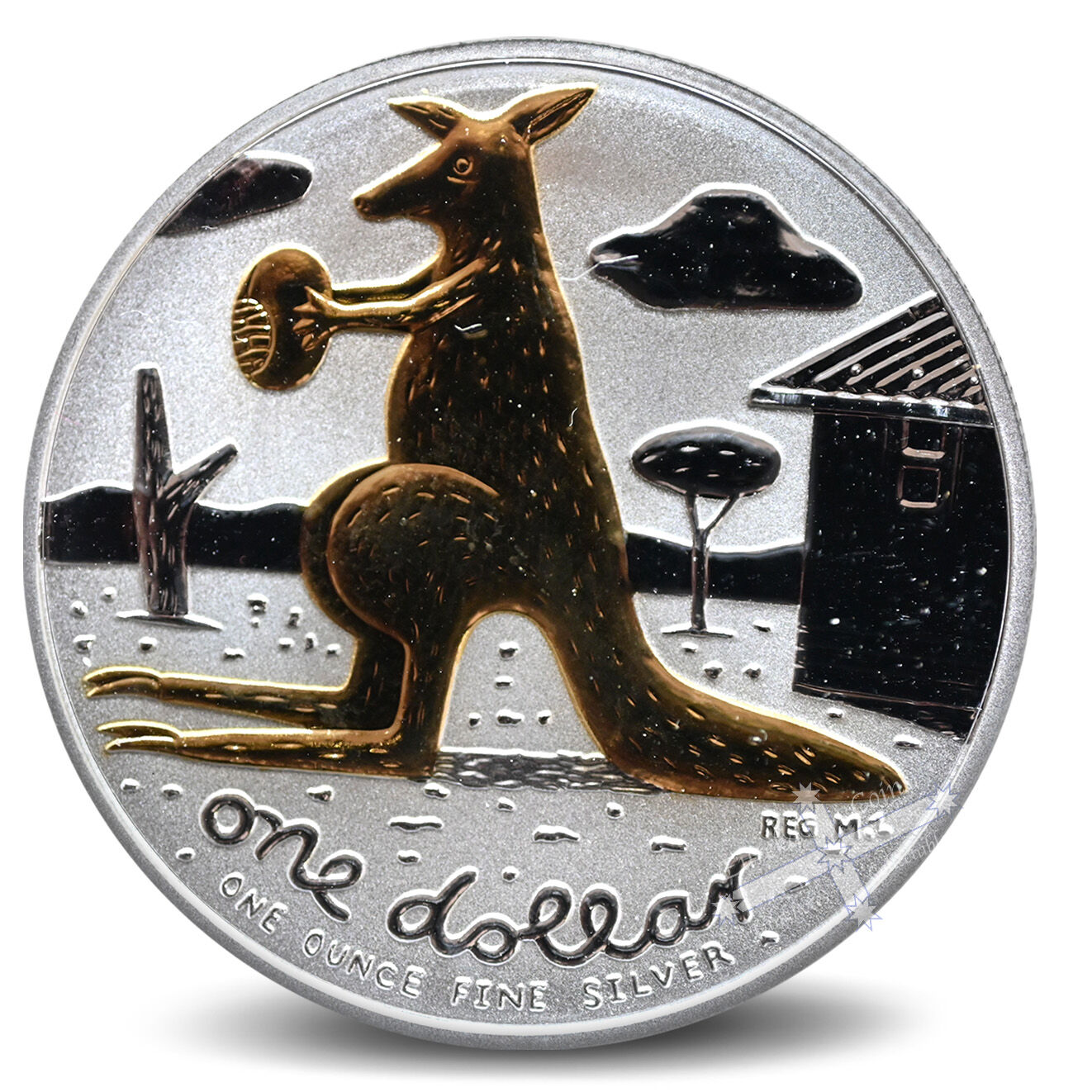 2008 RAM Kangaroo 1oz Selectively Gold Plated Silver Coin