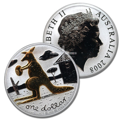 2007-2009 RAM Kangaroo 1oz Silver Gold Plated Proof 3-Coin Set