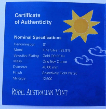 2009 RAM Kangaroo 1oz Silver Gilded Proof Coin