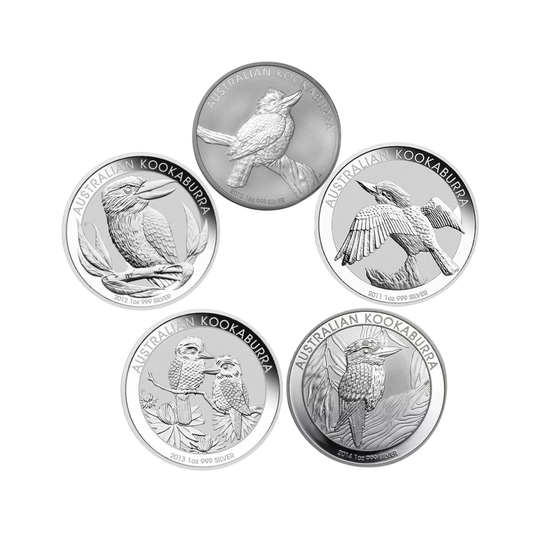 2010-2014 Perth Mint Kookaburra 1oz Silver Bullion 5-Coin Set