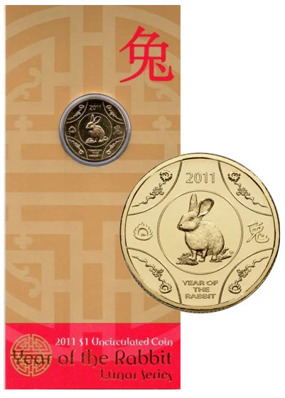 2011 RAM Lunar Rabbit $1 UNC Coin on Card