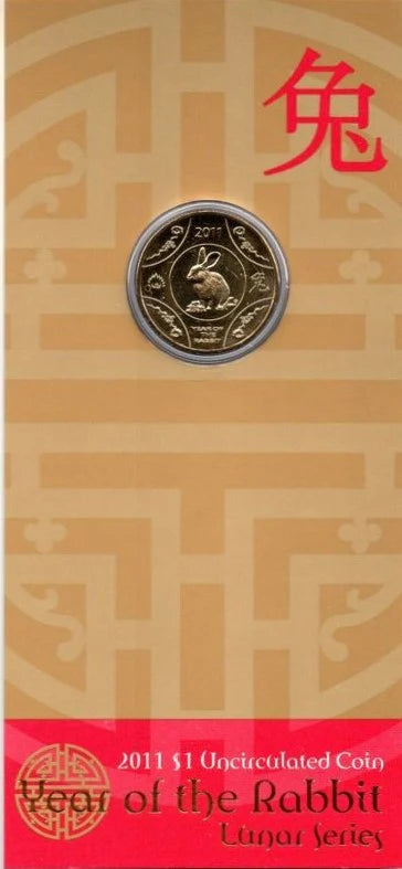 2011 RAM Lunar Rabbit $1 UNC Coin on Card