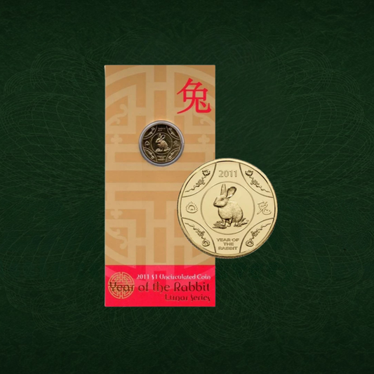 2011 RAM Lunar Rabbit $1 UNC Coin on Card