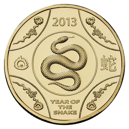 2013 Royal Mint Lunar Year of the Snake $1 Uncirculated Coin