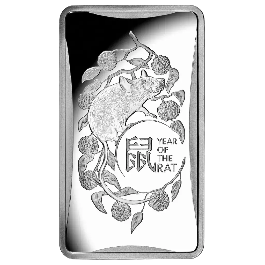 2020 RAM Lunar Rat 1/2oz Silver Rectangular UNC Coin