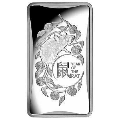 2020 RAM Lunar Rat 1/2oz Silver Rectangular UNC Coin