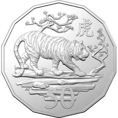 2022 RAM Lunar Tiger Tetra-Decagon 50c UNC Coin