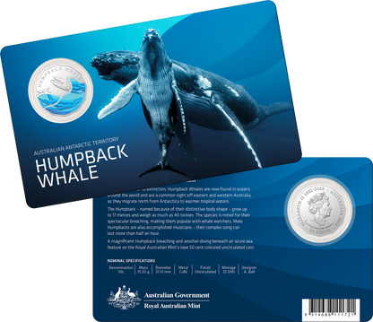 2023 RAM Humpback Whale UNC 50c Coin On Card