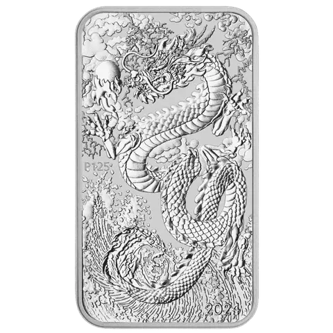 2024 Perth Mint Chinese Dragon 1oz Silver Rectangular BU Bar