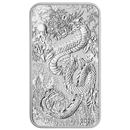 2024 Perth Mint Chinese Dragon 1oz Silver Rectangular BU Bar