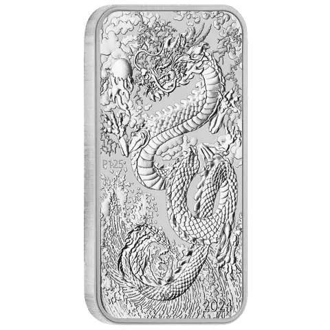 2024 Perth Mint Chinese Dragon 1oz Silver Rectangular BU Bar