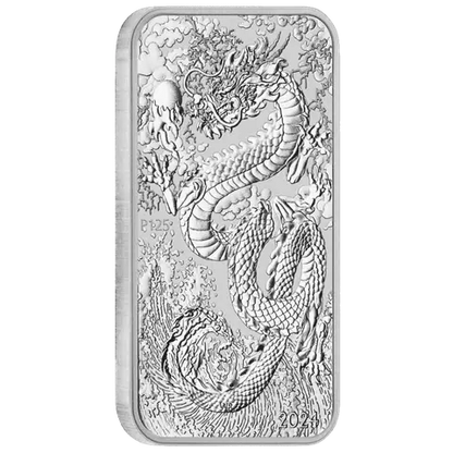 2024 Perth Mint Chinese Dragon 1oz Silver Rectangular BU Bar