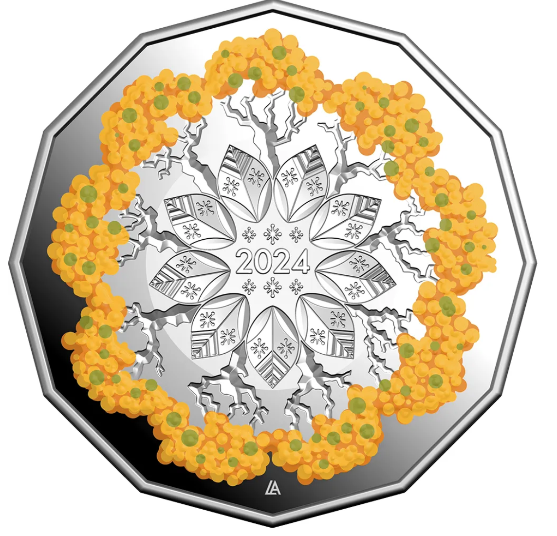 2024 RAM Christmas Festive Florals 1/2oz Coloured  Silver Proof Coin