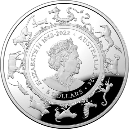 2024 RAM Dragon 1oz Silver Domed Proof $5 Coin