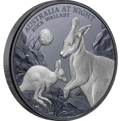 2024 Niue Australia at Night Rock Wallaby 1oz Silver Black Proof Coin