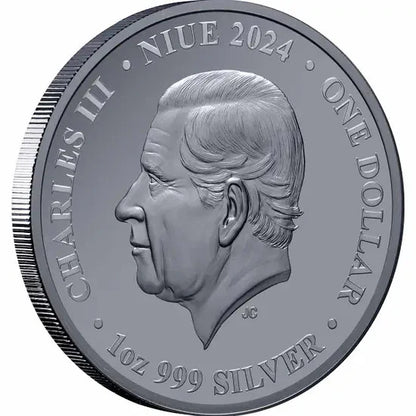 2024 Niue Australia at Night Rock Wallaby 1oz Silver Black Proof Coin